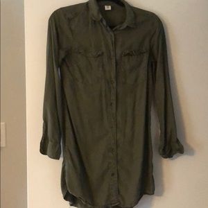 Green denim dress sold with belt